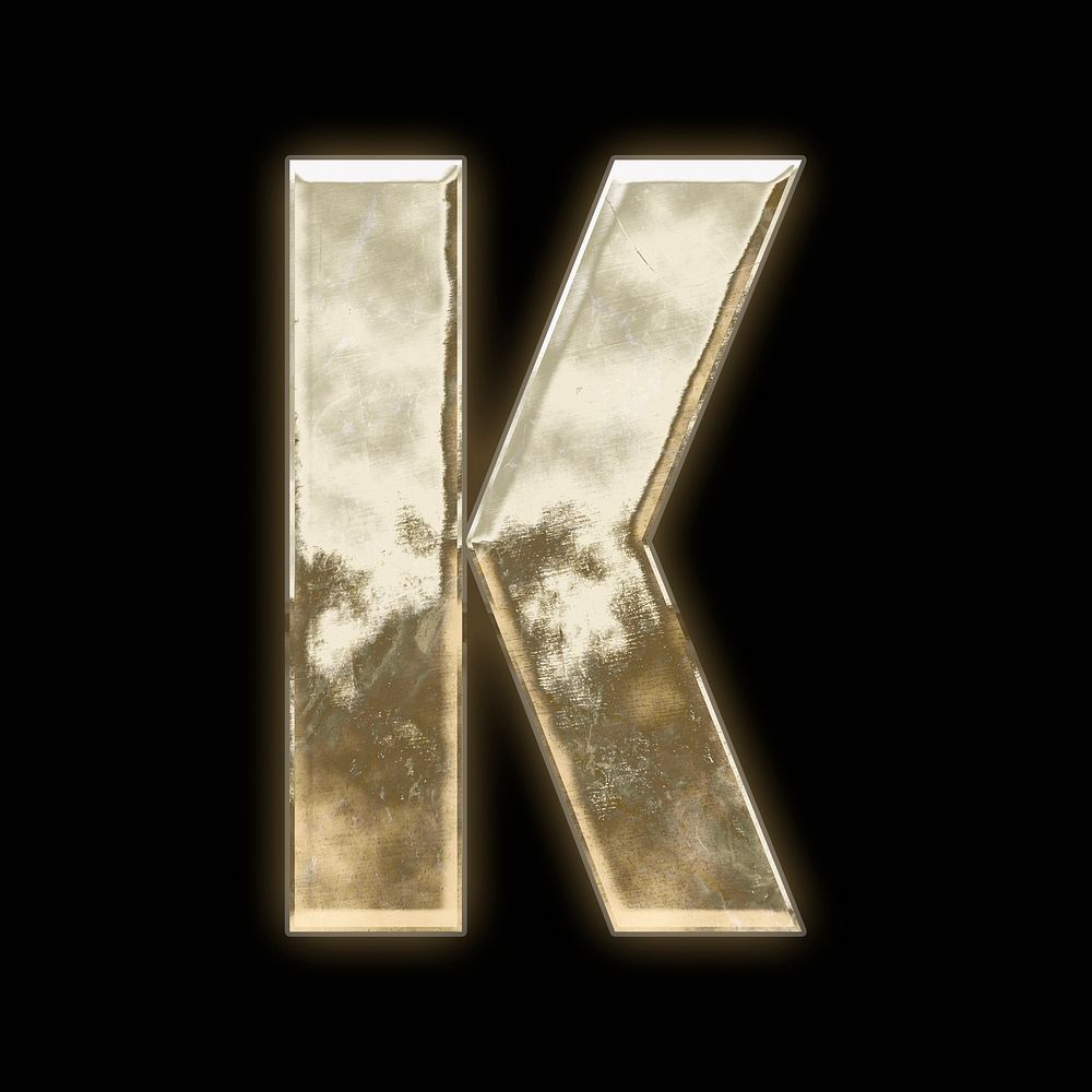 Letter K, gold font illustration