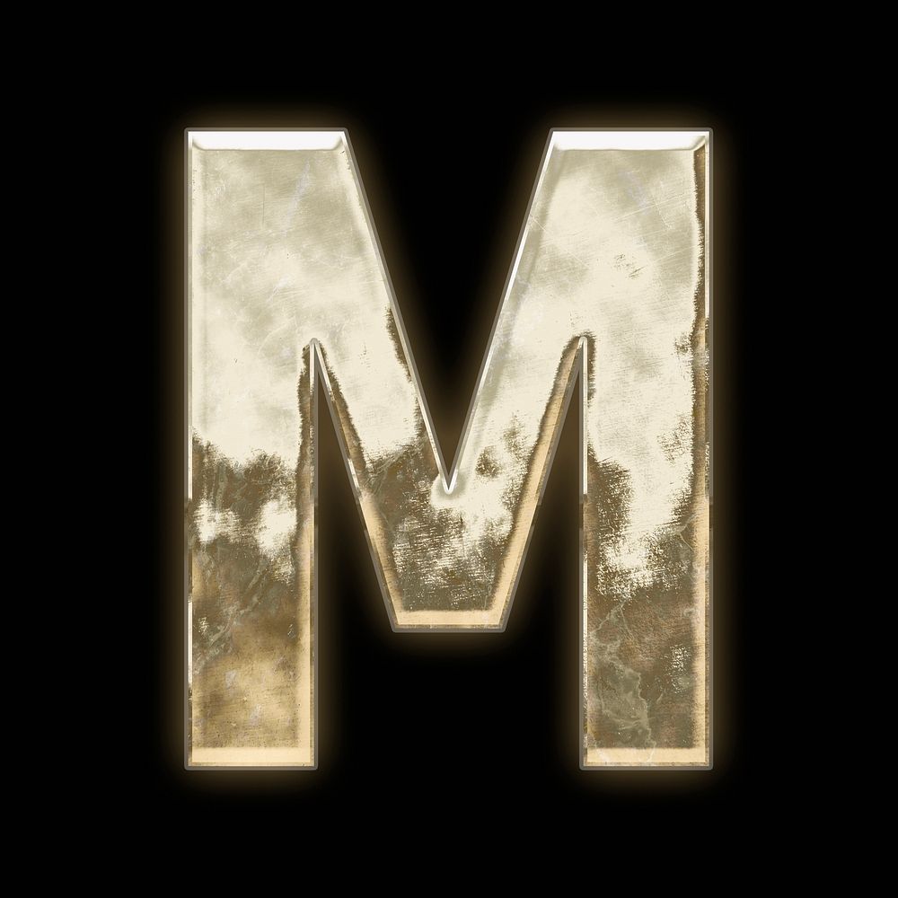 Letter M, gold font illustration