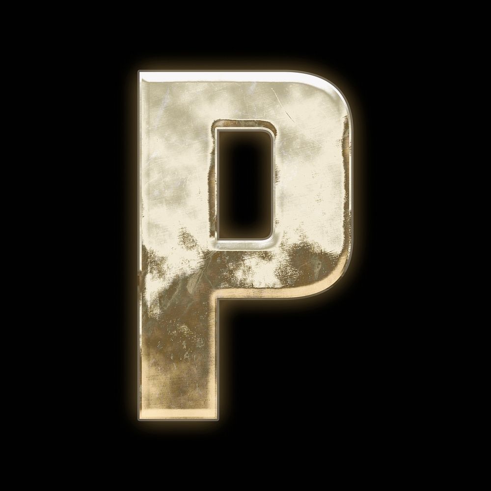 Letter P, gold font illustration