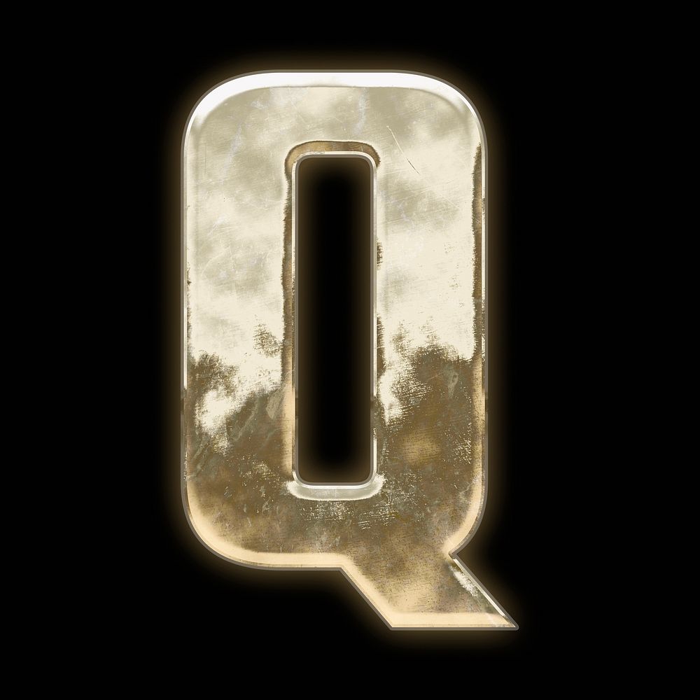 Letter Q, gold font illustration
