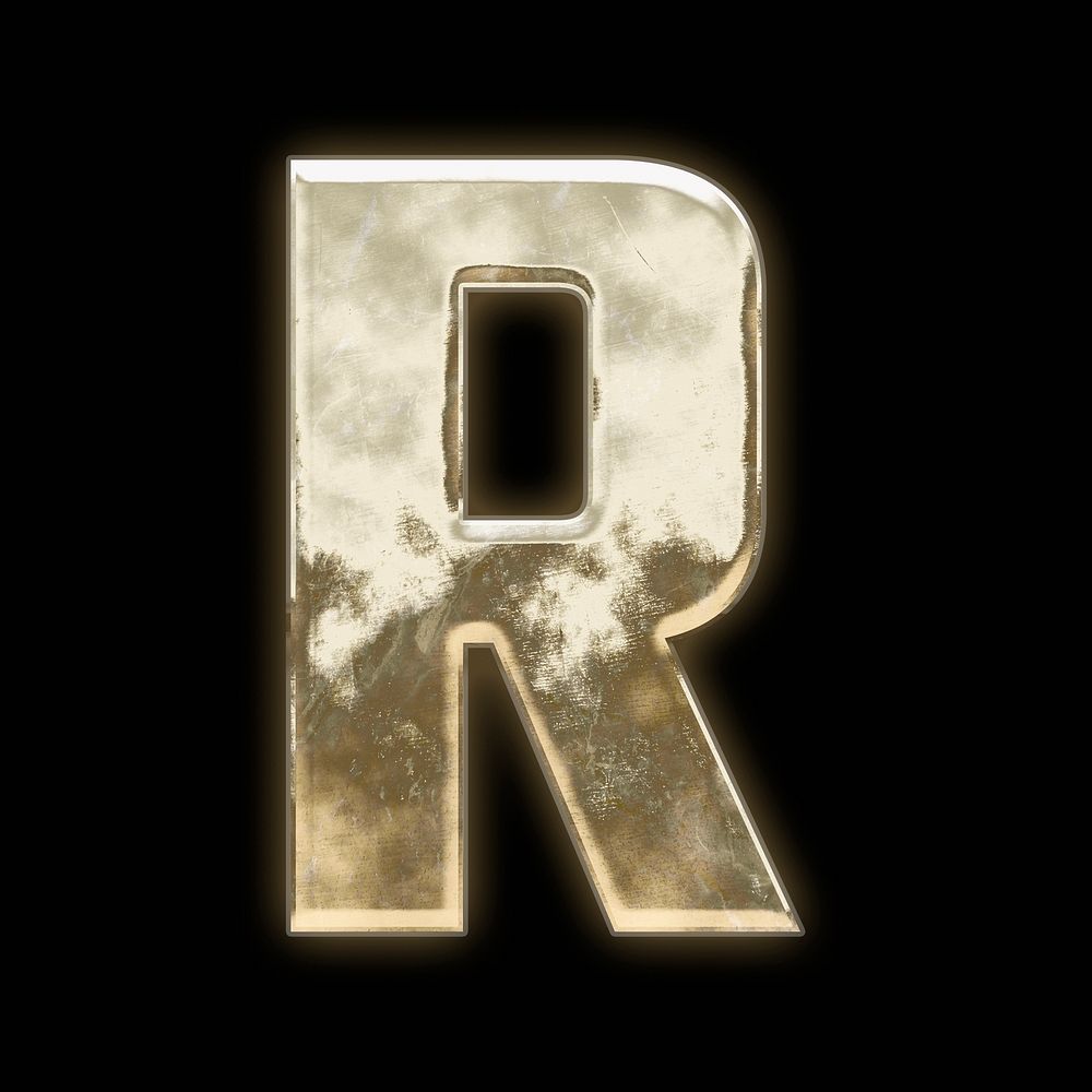 Letter R, gold font illustration