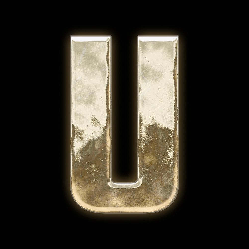 Letter U, gold font illustration
