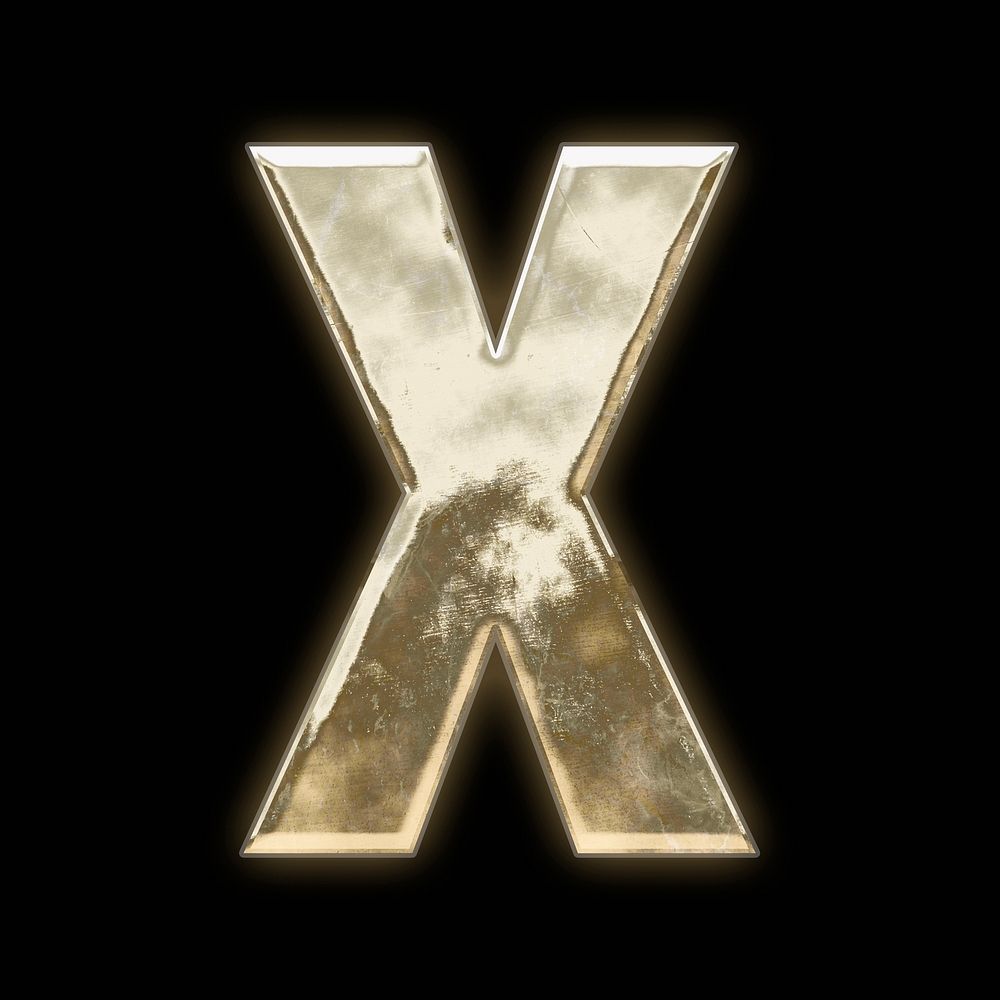Letter X, gold font illustration