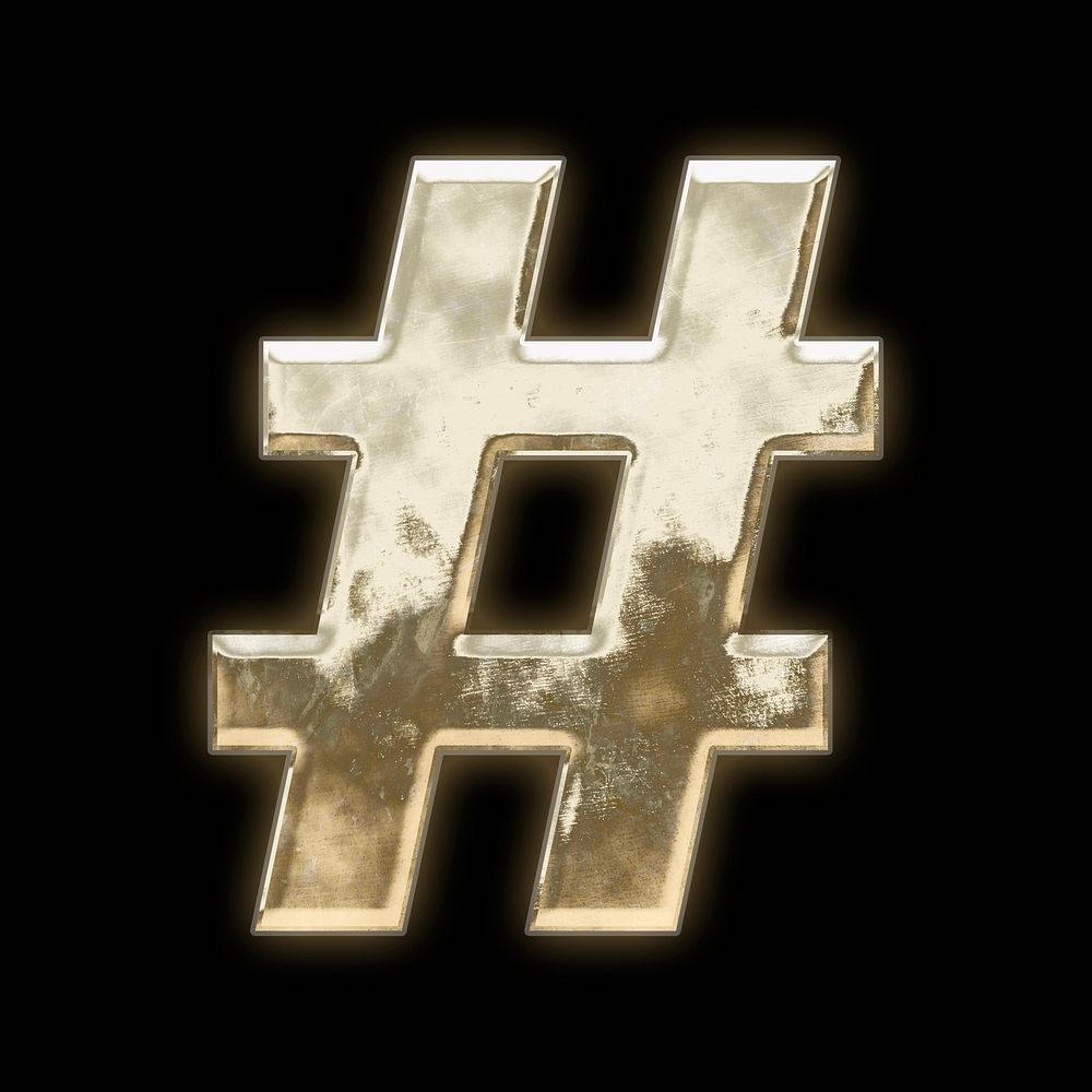 Gold hashtag sign illustration