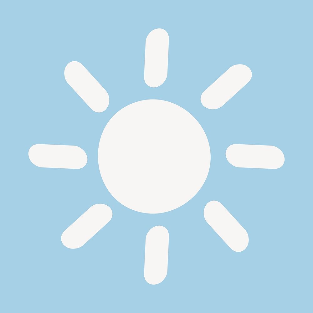 Sun icon in white shape illustration