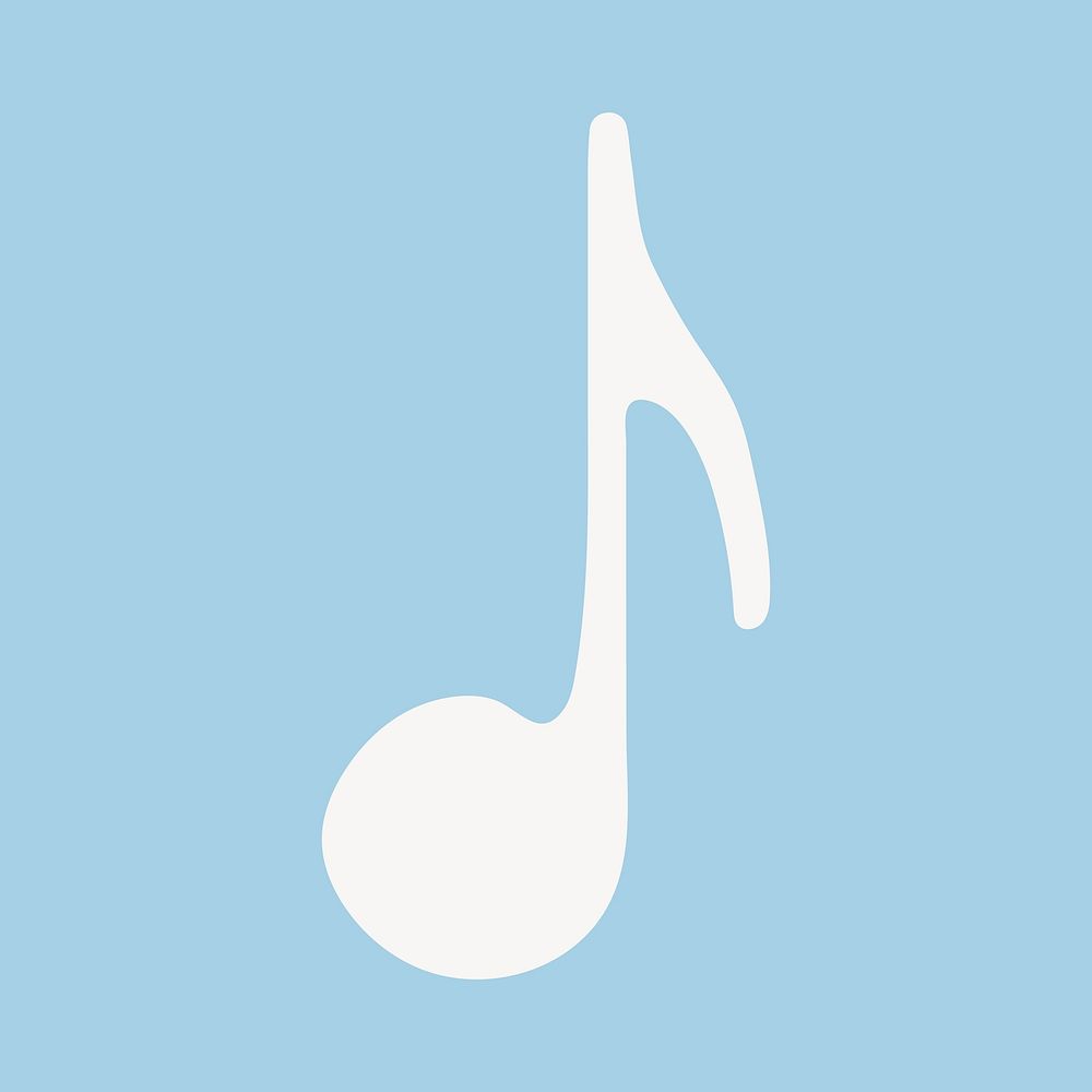 Music note icon in white shape illustration