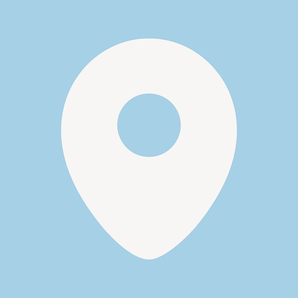 Location pin icon in white shape illustration