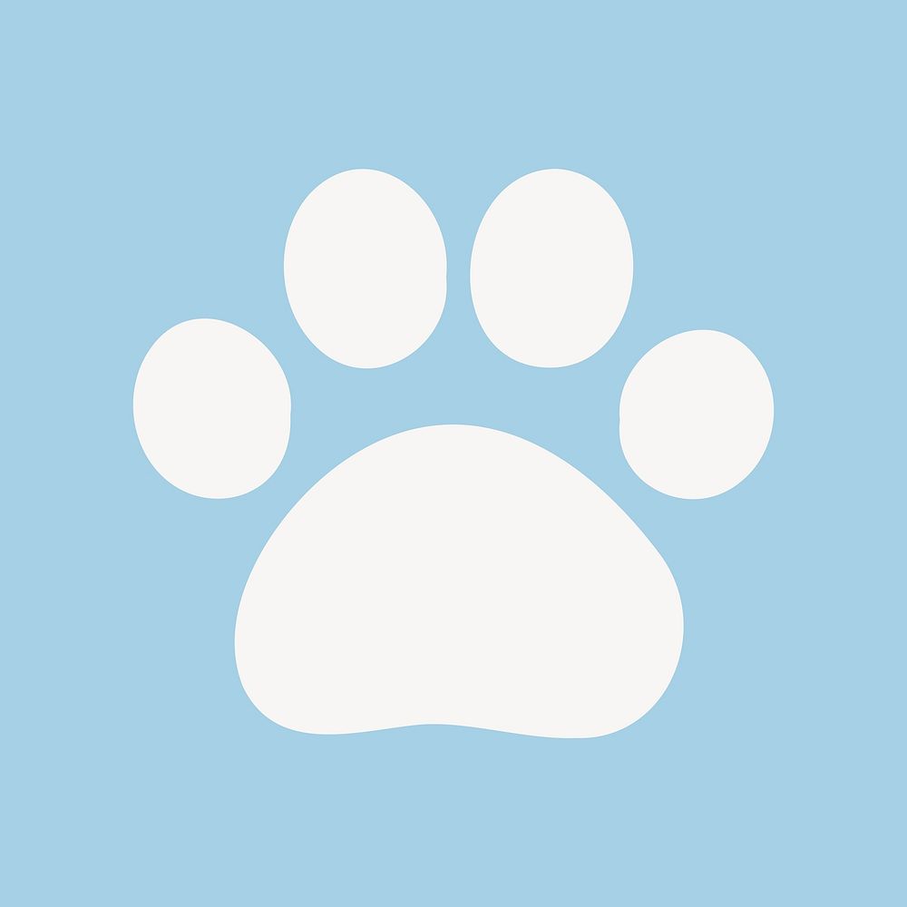 Dog paw icon in white shape illustration