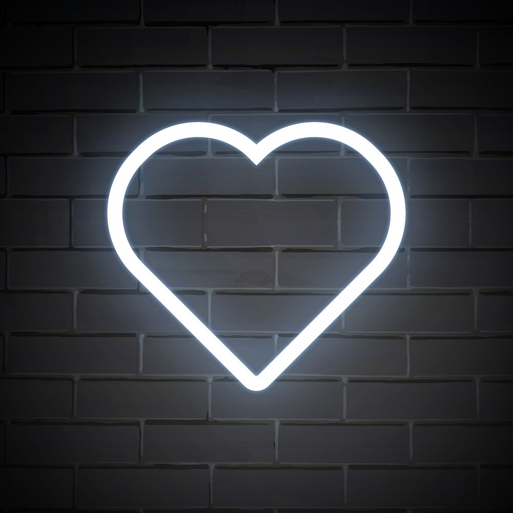 Heart icon in white blue neon shape illustration