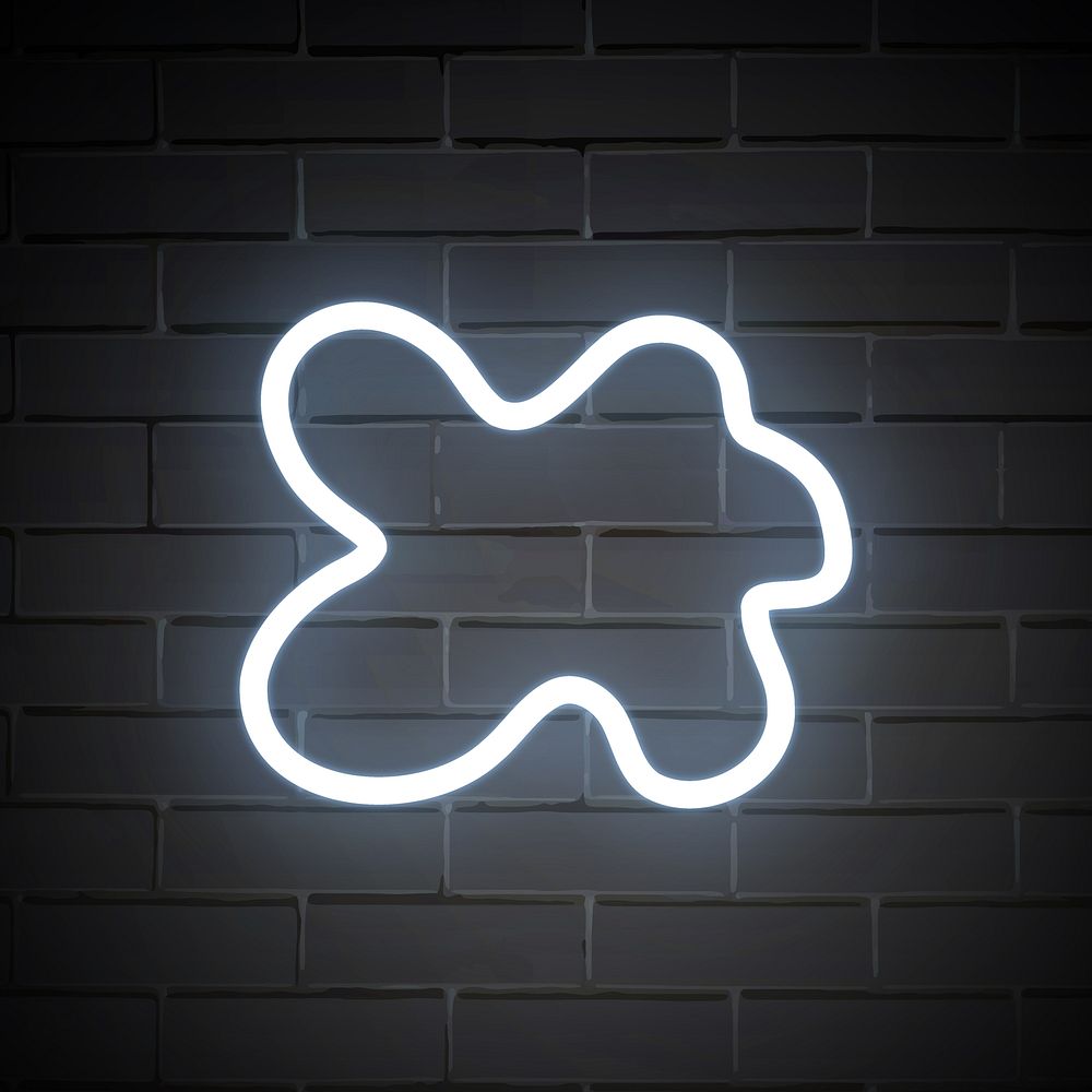 Blob shape icon in white blue neon shape illustration