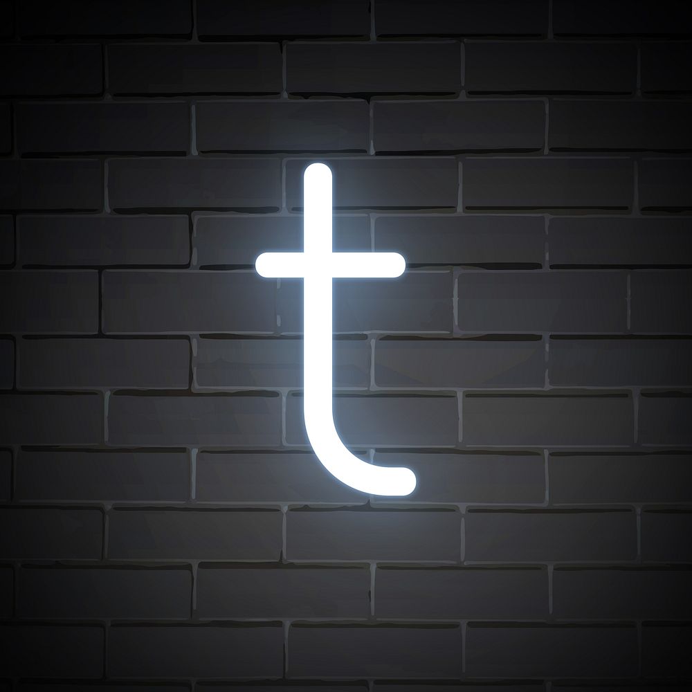 Letter t in white alphabet illustration