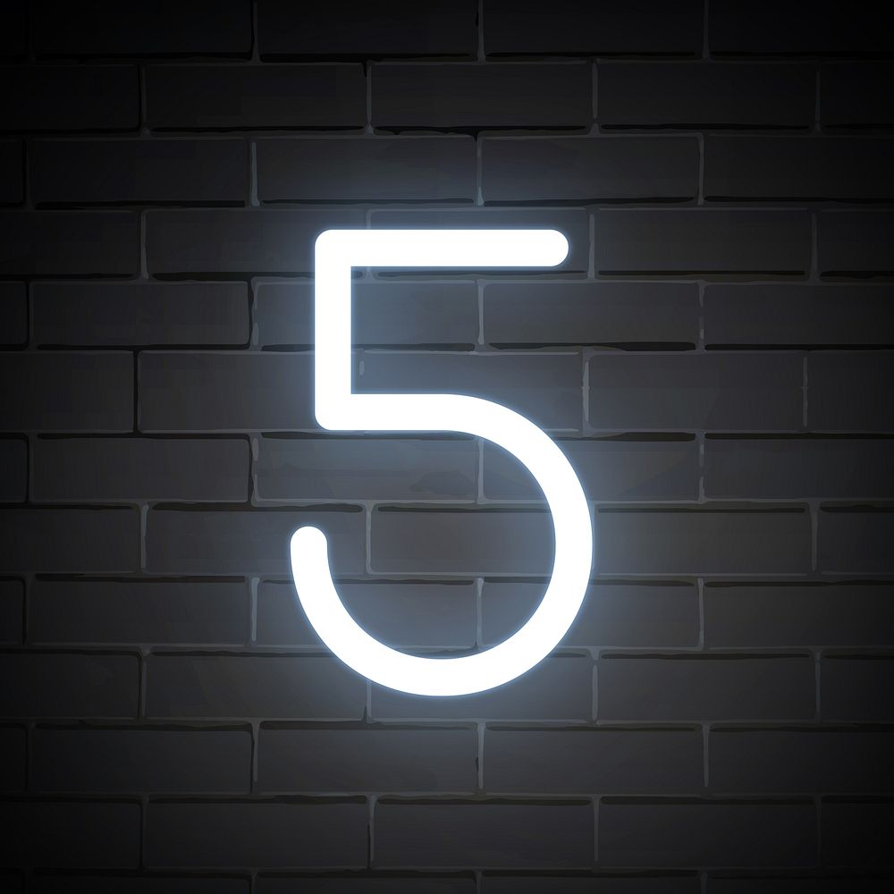 Number 5 in neon font illustration
