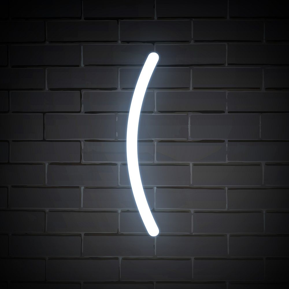 Parentheses sign in white neon illustration