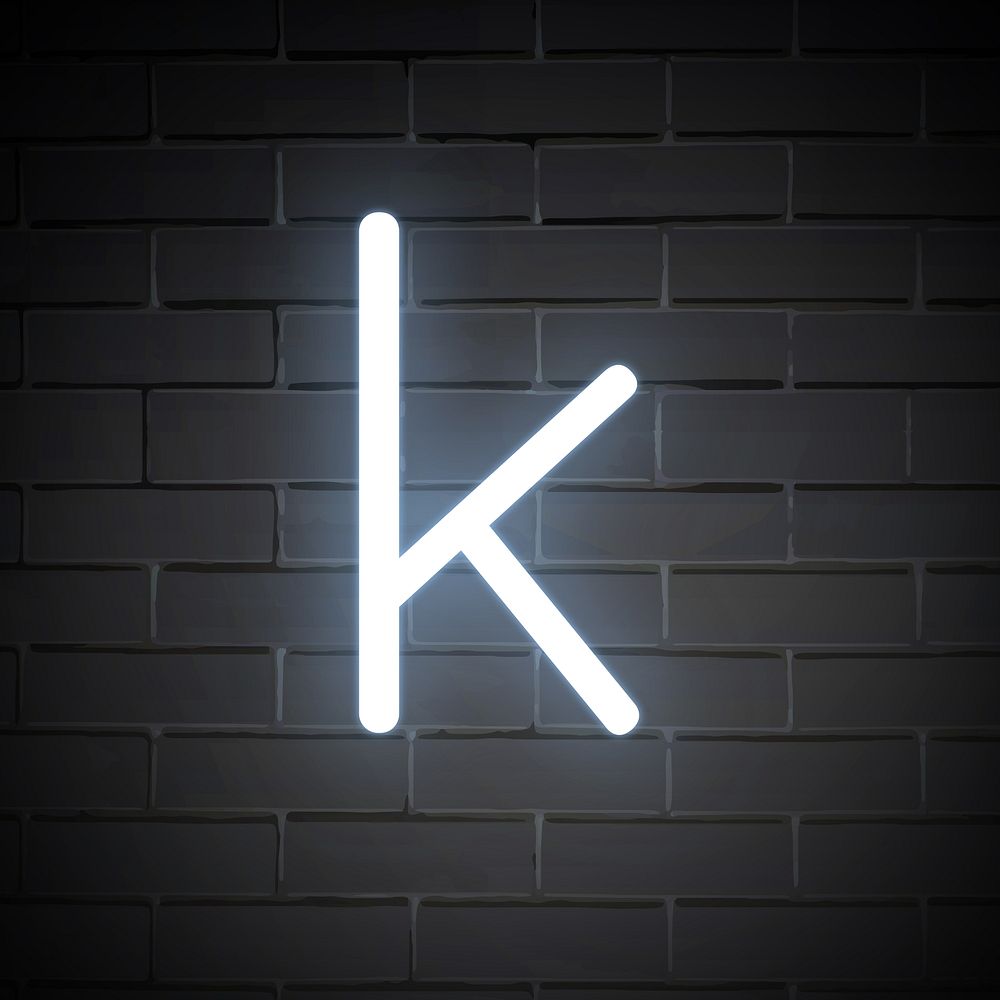 Letter k in white alphabet illustration