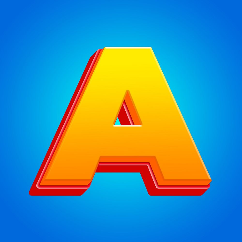 Letter  3D yellow layer font illustration