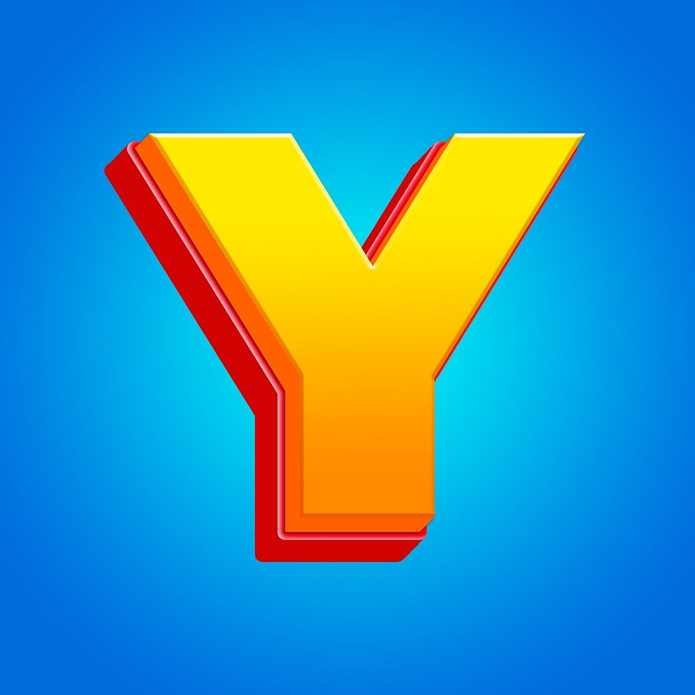 Letter Y 3D yellow layer font illustration