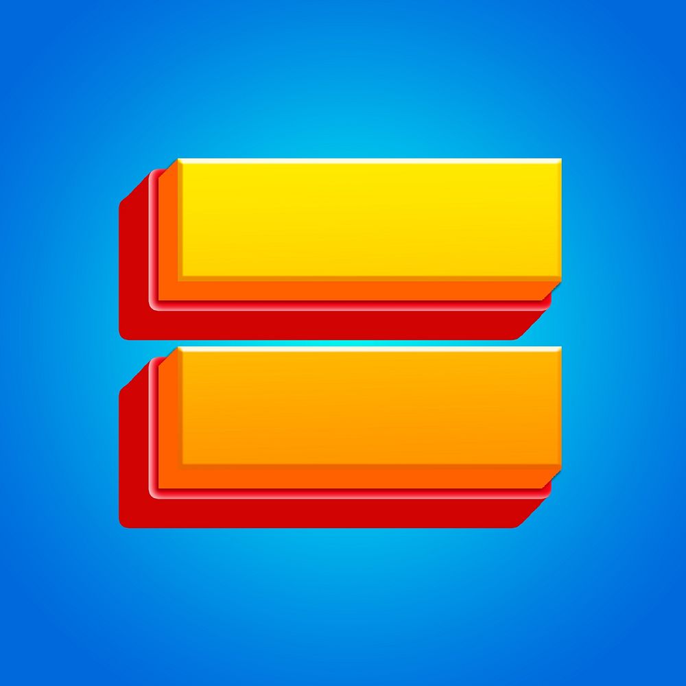 Equal to sign, 3D gradient yellow layer illustration