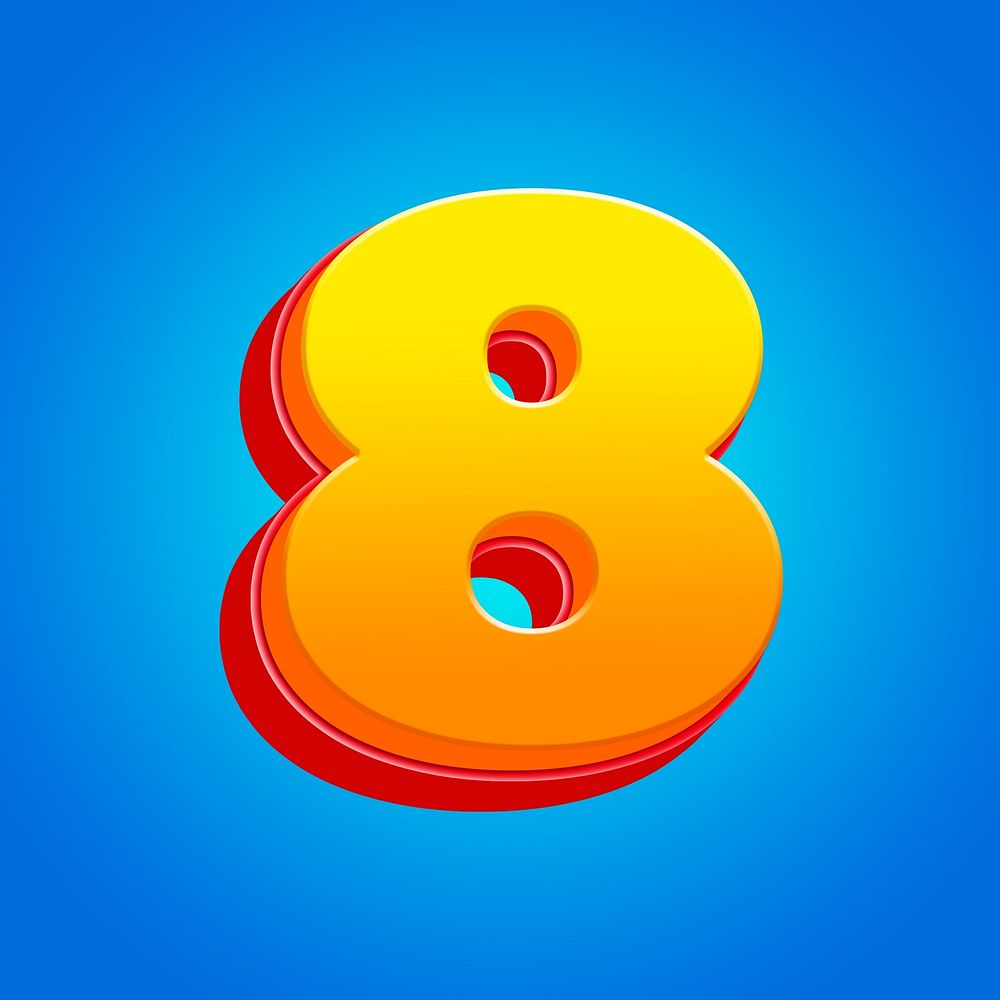 Number 3D yellow layer font illustration