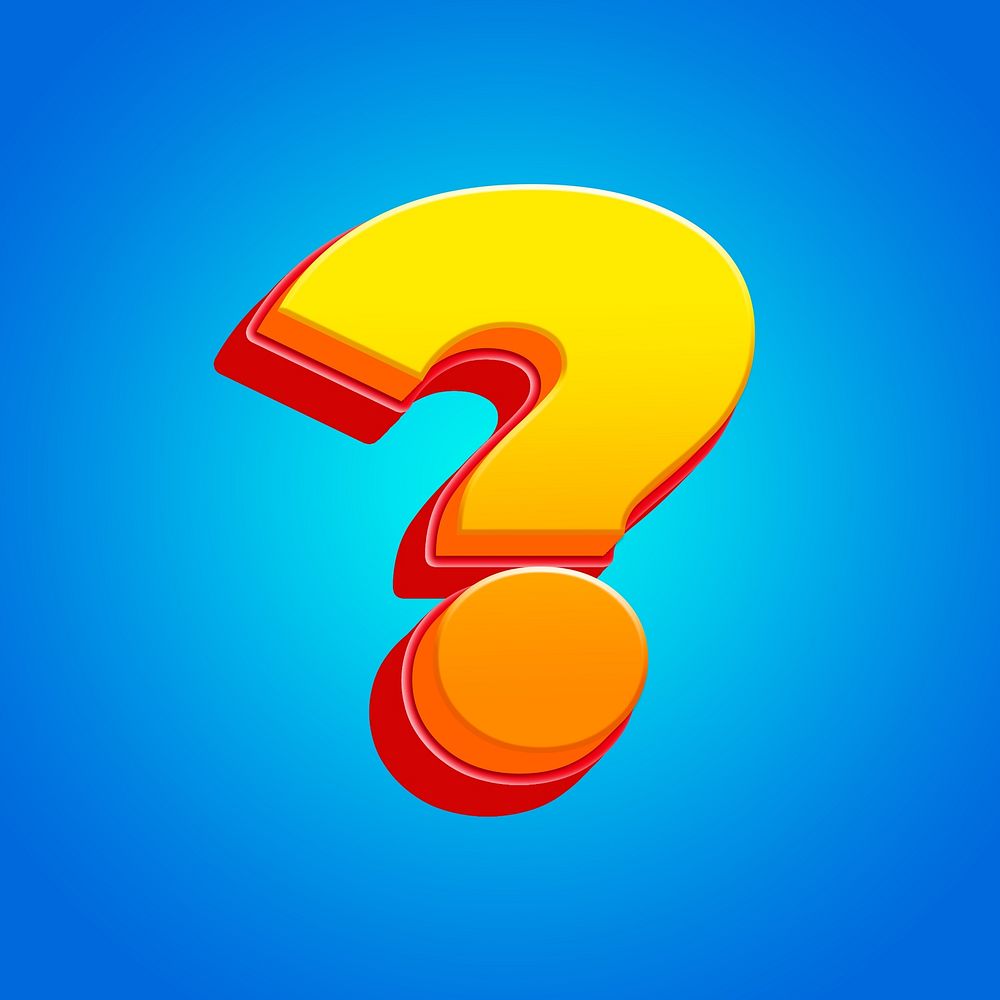Question mark sign, 3D gradient yellow layer illustration