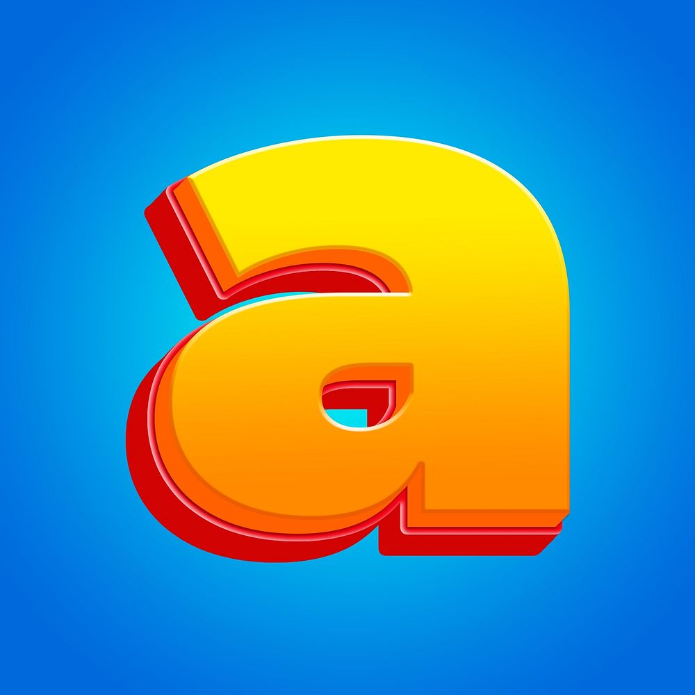 Letter a 3D yellow layer font illustration