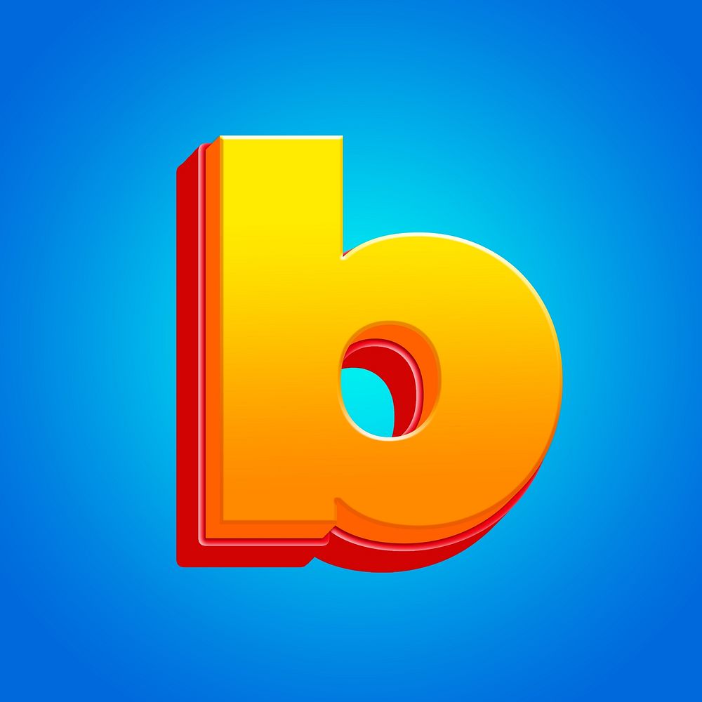 Letter b 3D yellow layer font illustration