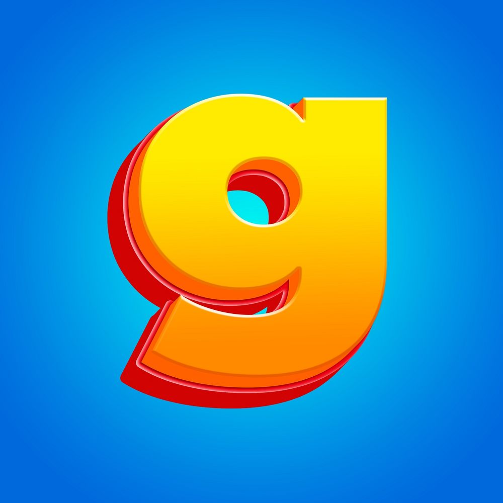 Letter g 3D yellow layer font illustration