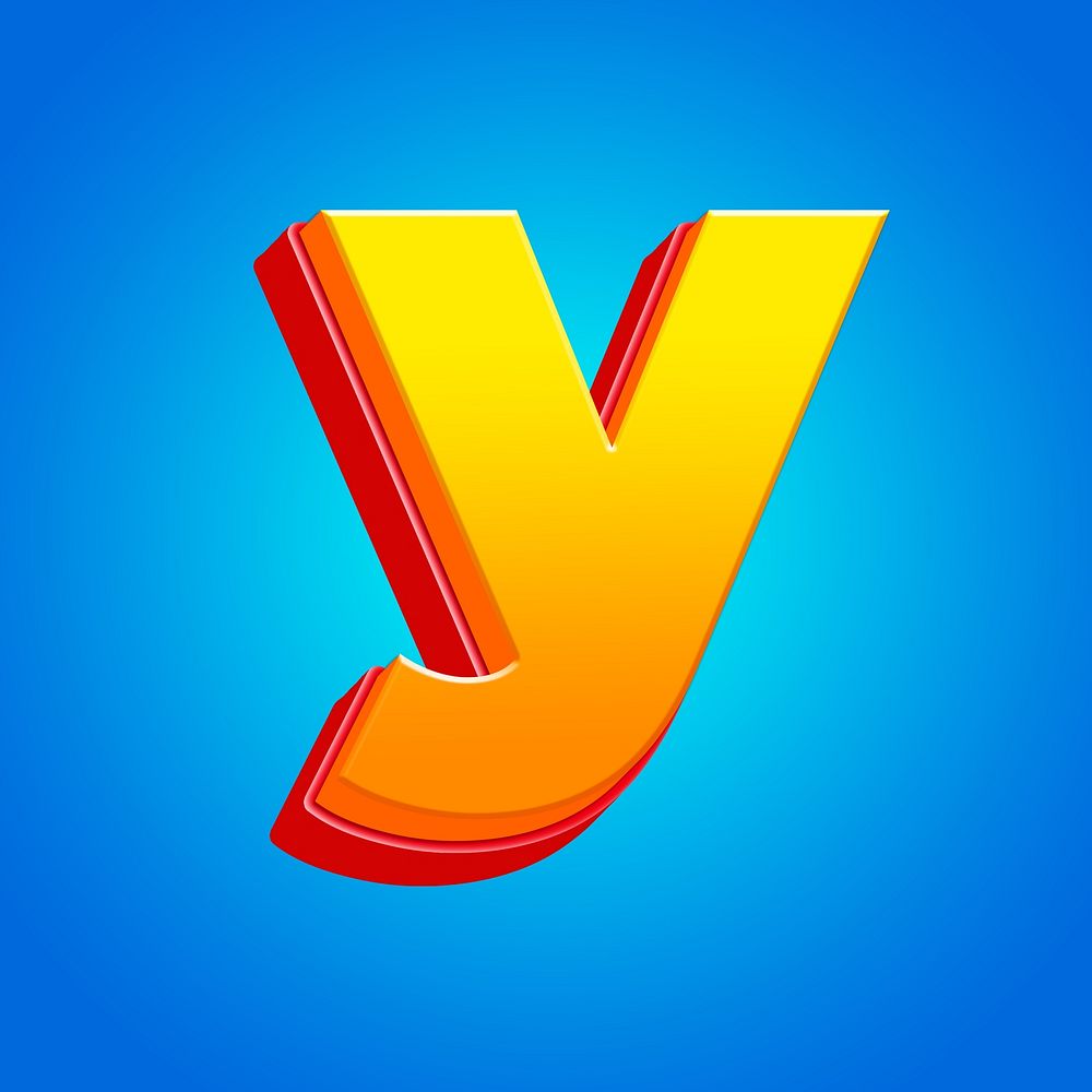 Letter y 3D yellow layer font illustration