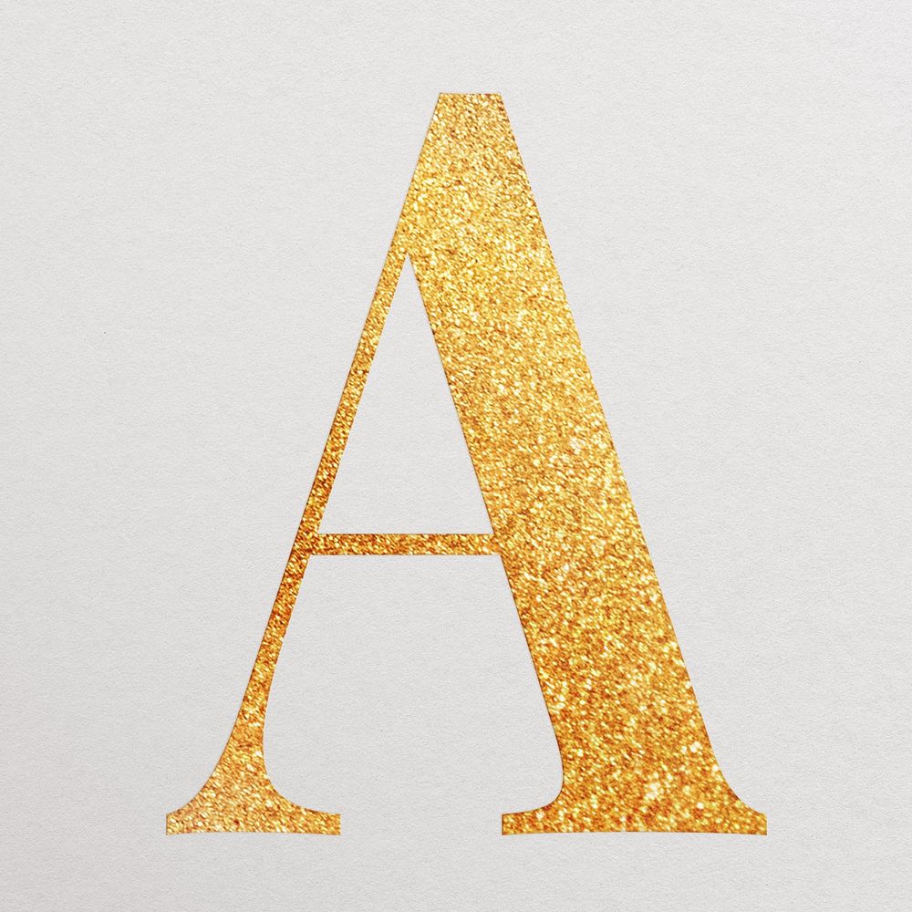 Letter a gold foil alphabet illustration
