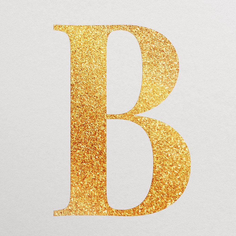 Letter b gold foil alphabet illustration