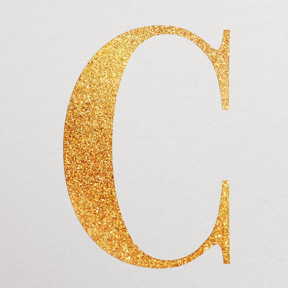 Letter c gold foil alphabet illustration