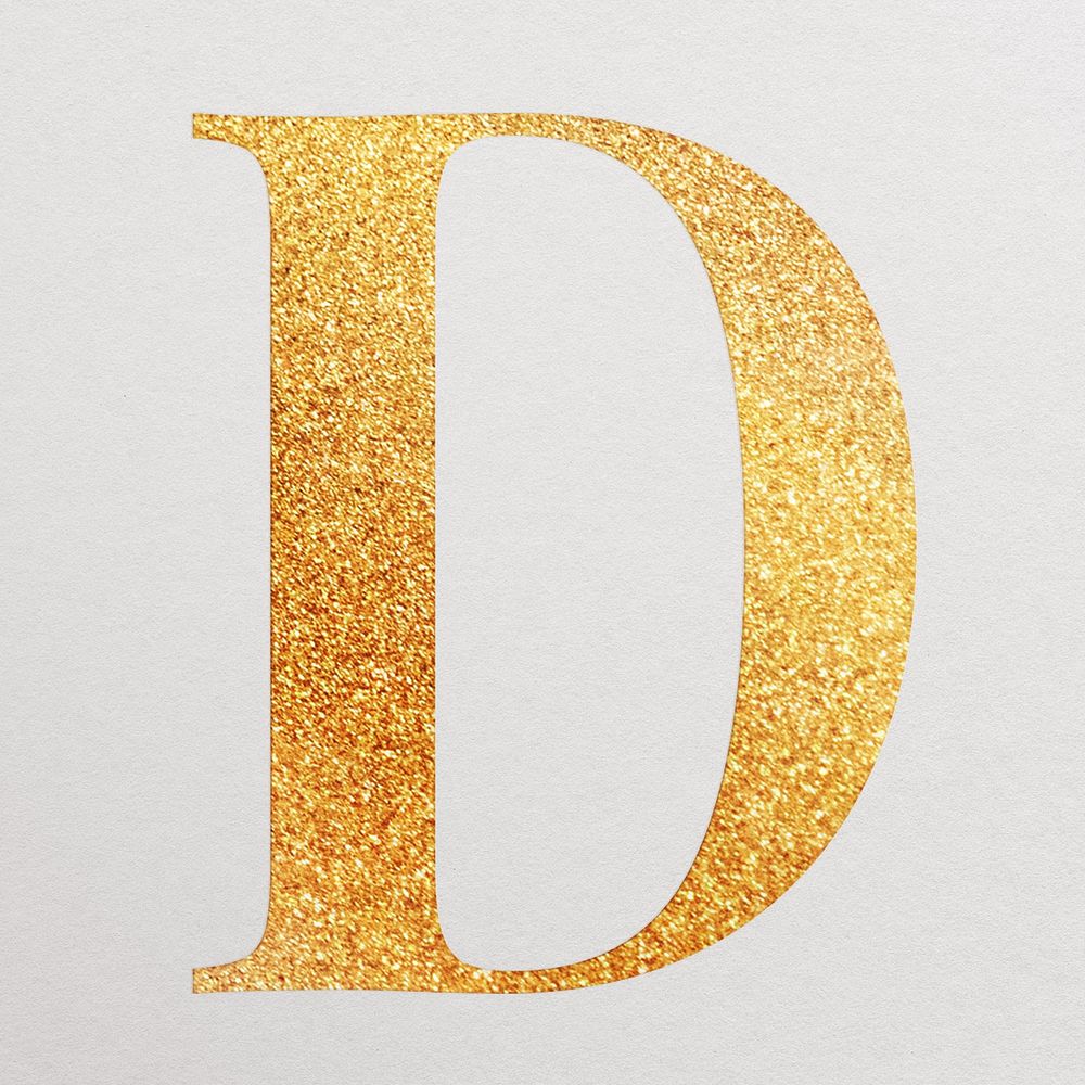 Letter d gold foil alphabet illustration