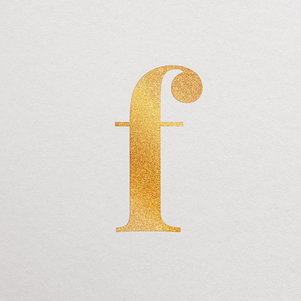 Letter f gold foil alphabet illustration