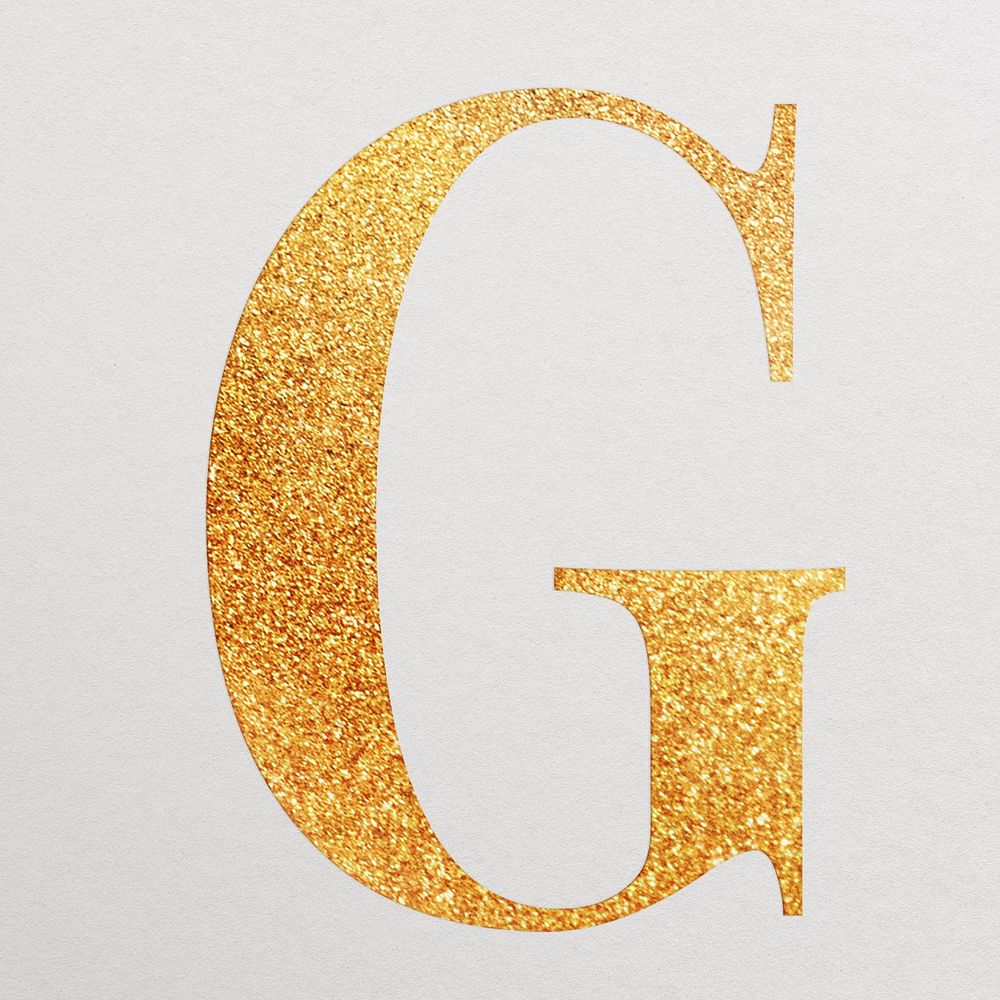 Letter g gold foil alphabet illustration