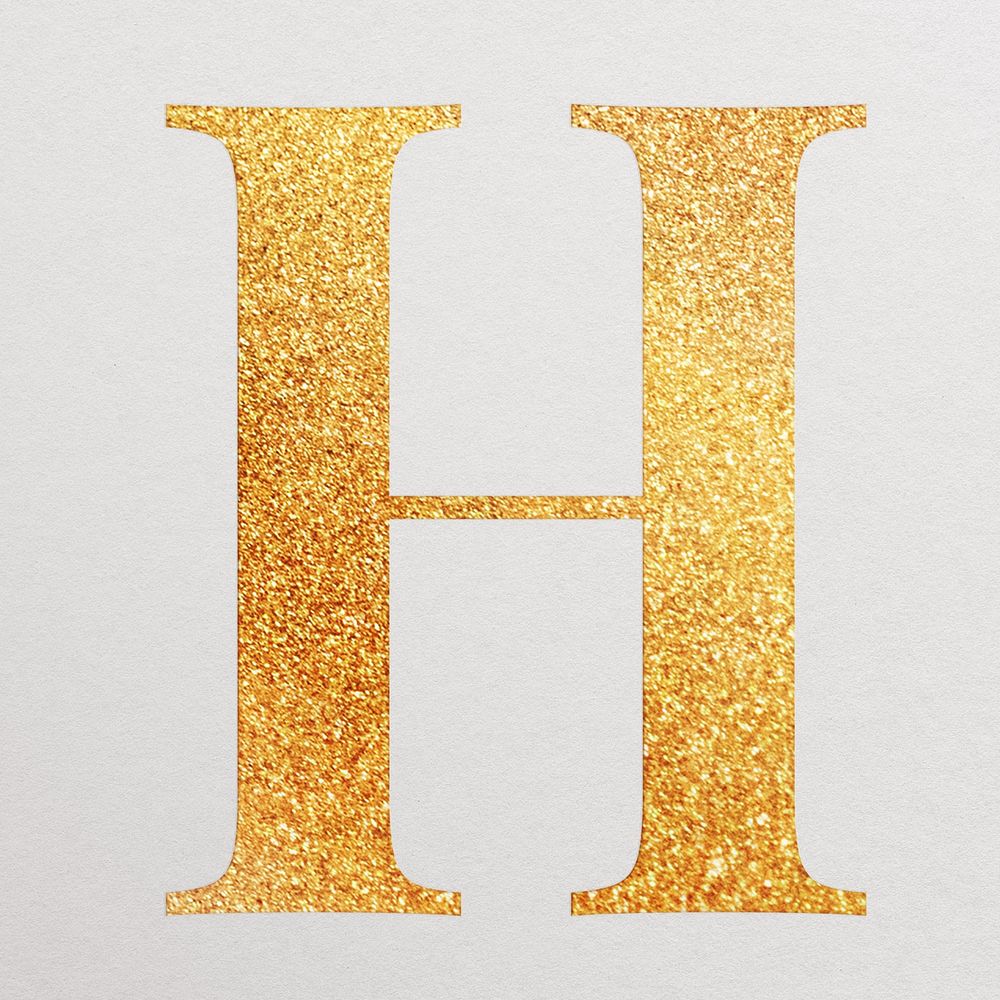 Letter h gold foil alphabet illustration