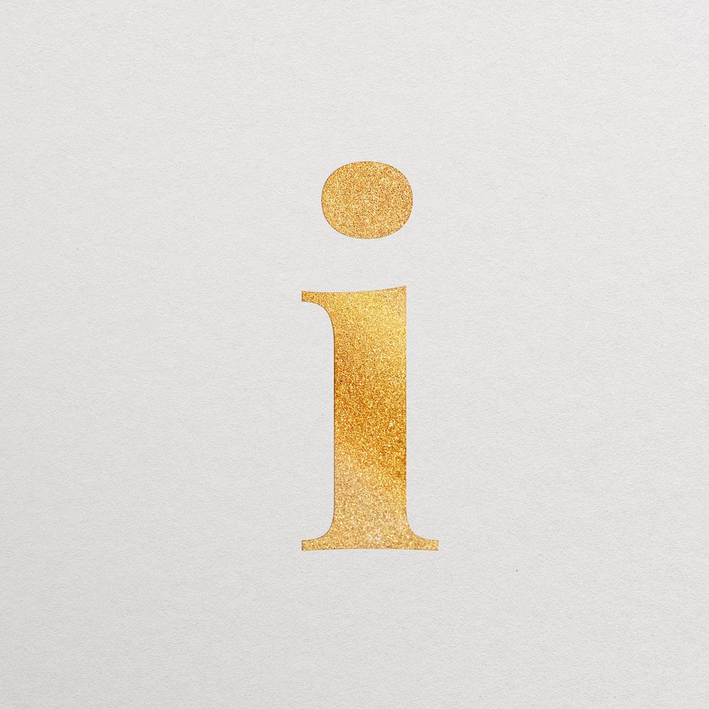 Letter i gold foil alphabet illustration