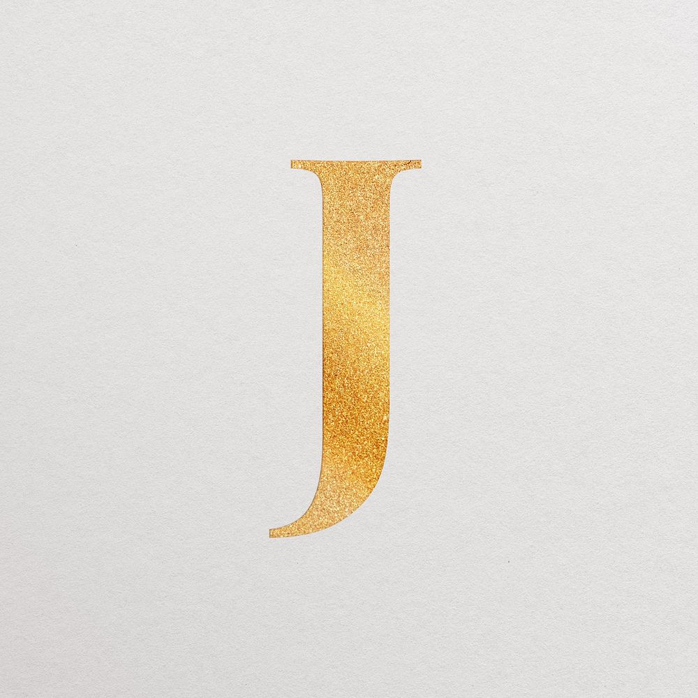 Letter j gold foil alphabet illustration
