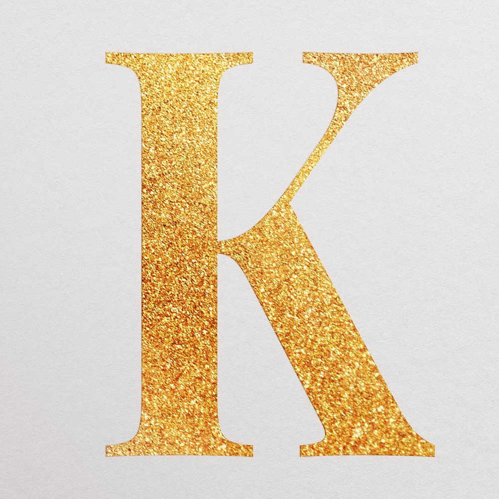 Letter k gold foil alphabet illustration