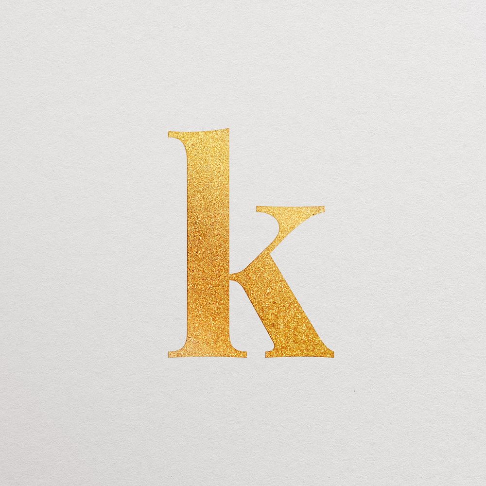 Letter k gold foil alphabet illustration