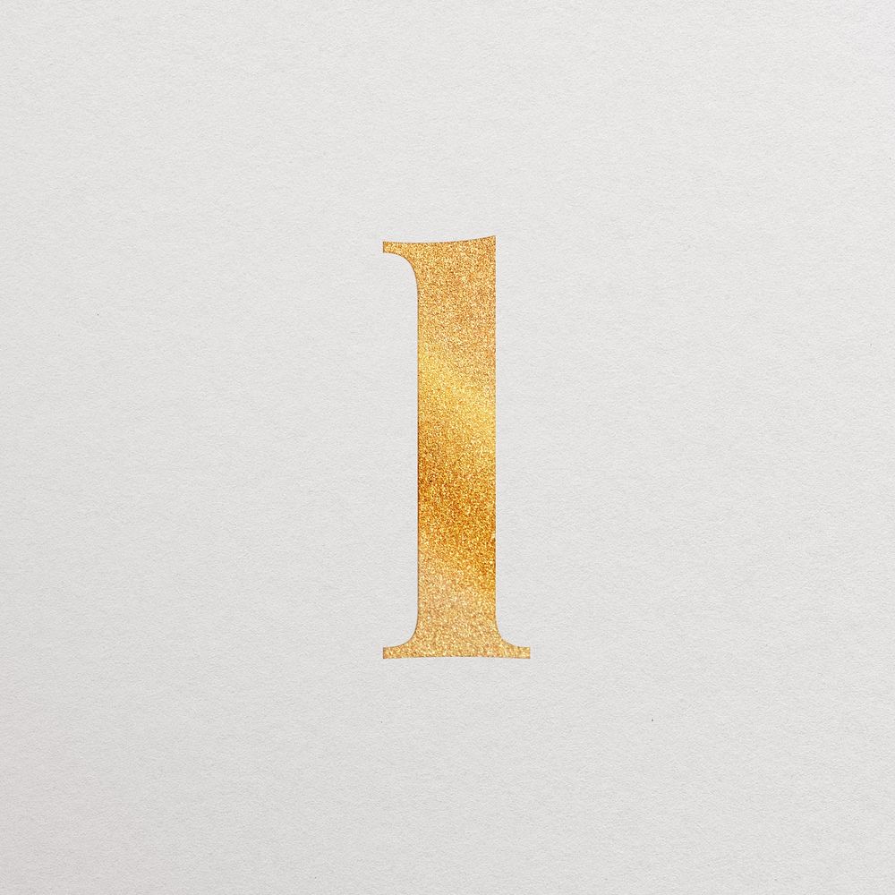 Letter l gold foil alphabet illustration