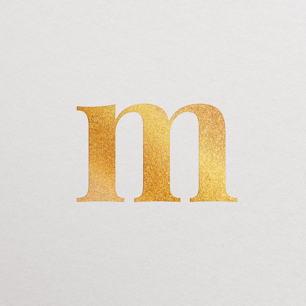Letter m gold foil alphabet illustration