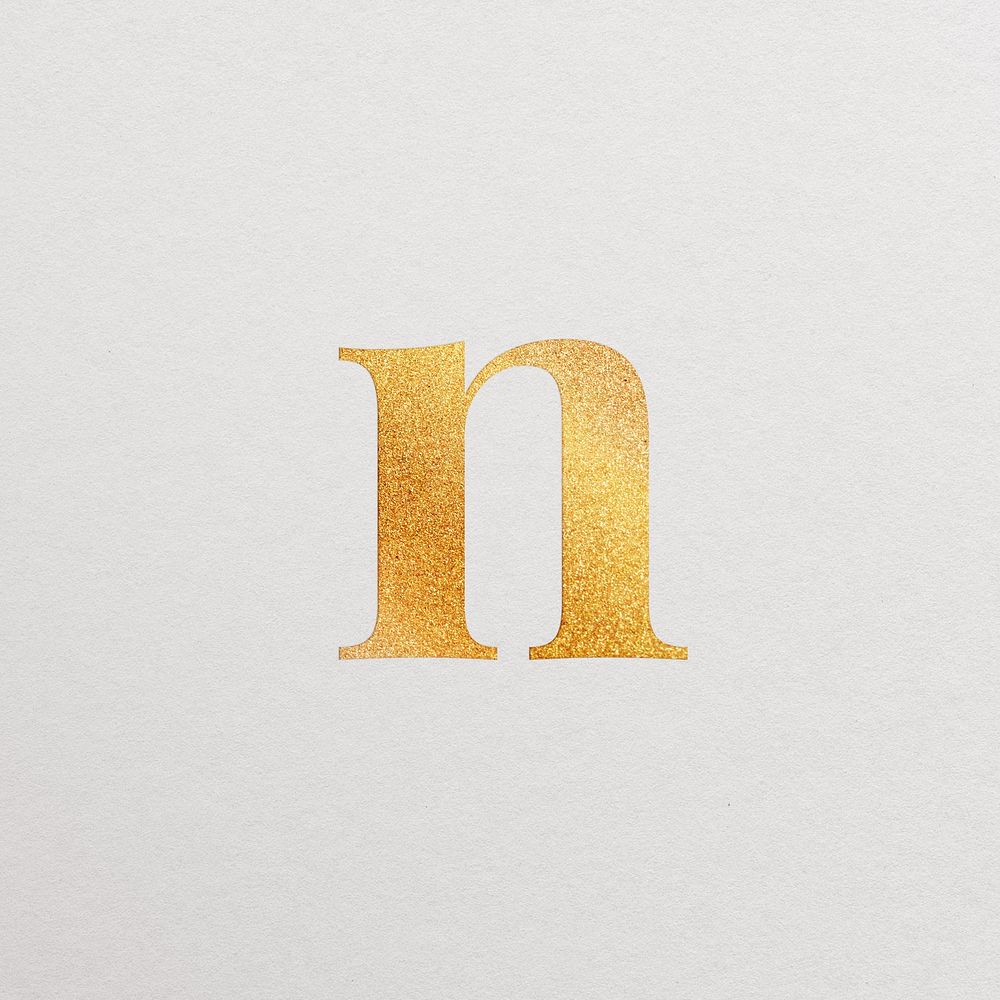 Letter n gold foil alphabet illustration