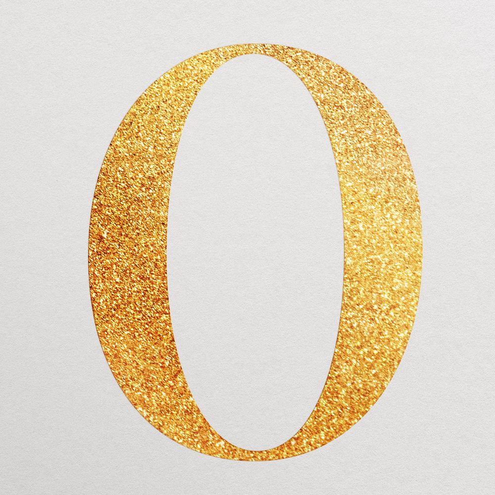 Letter o gold foil alphabet illustration