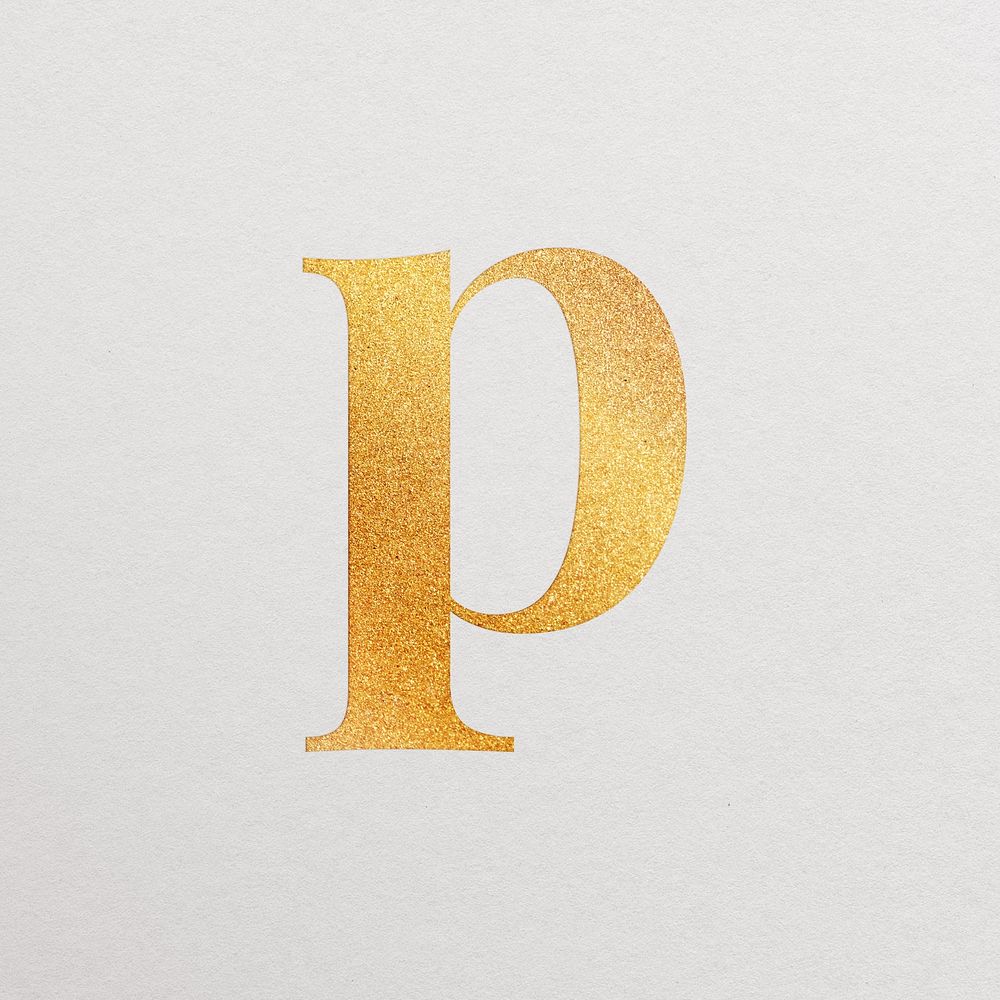 Letter p gold foil alphabet illustration