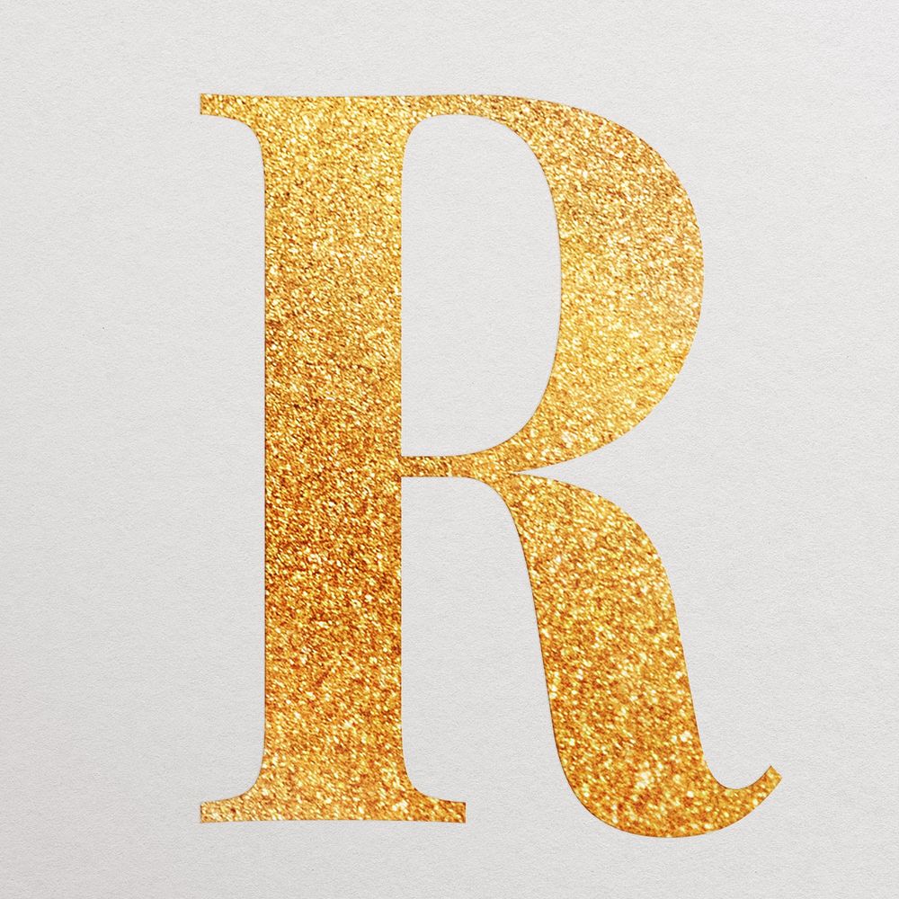 Letter r gold foil alphabet illustration