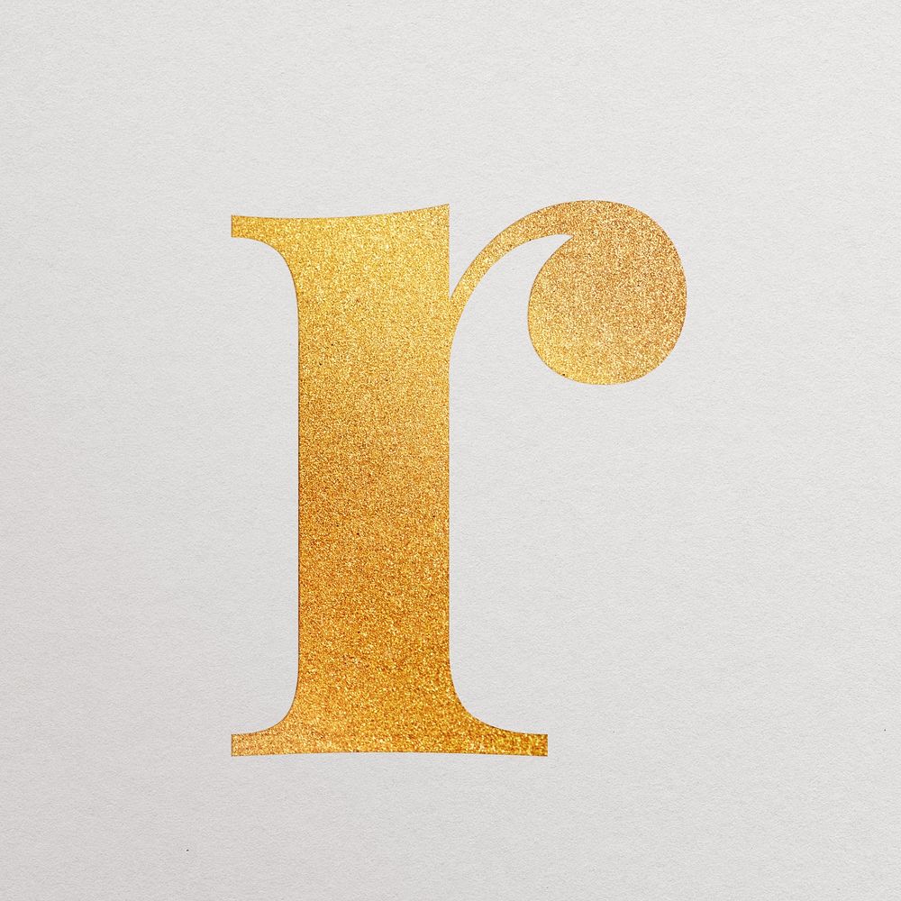 Letter r gold foil alphabet illustration