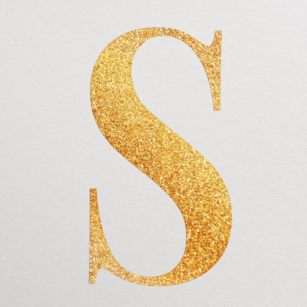 Letter s gold foil alphabet illustration