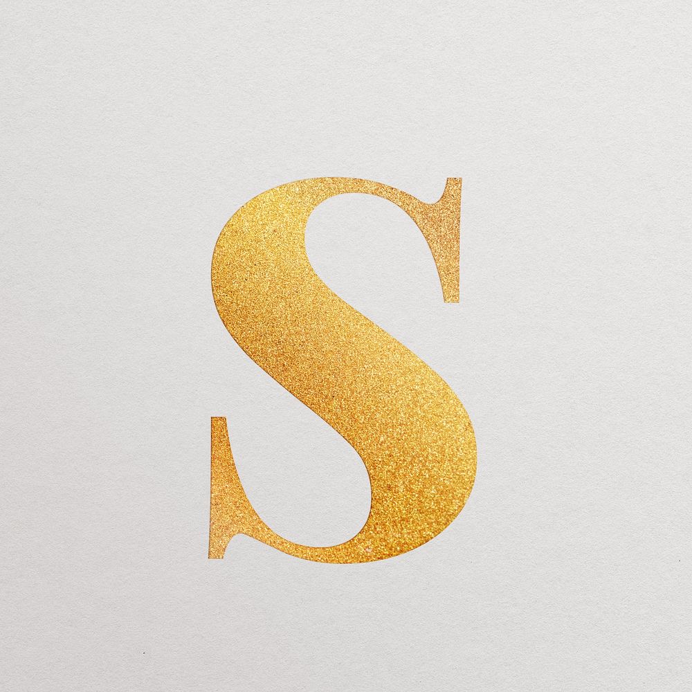 Letter s gold foil alphabet illustration
