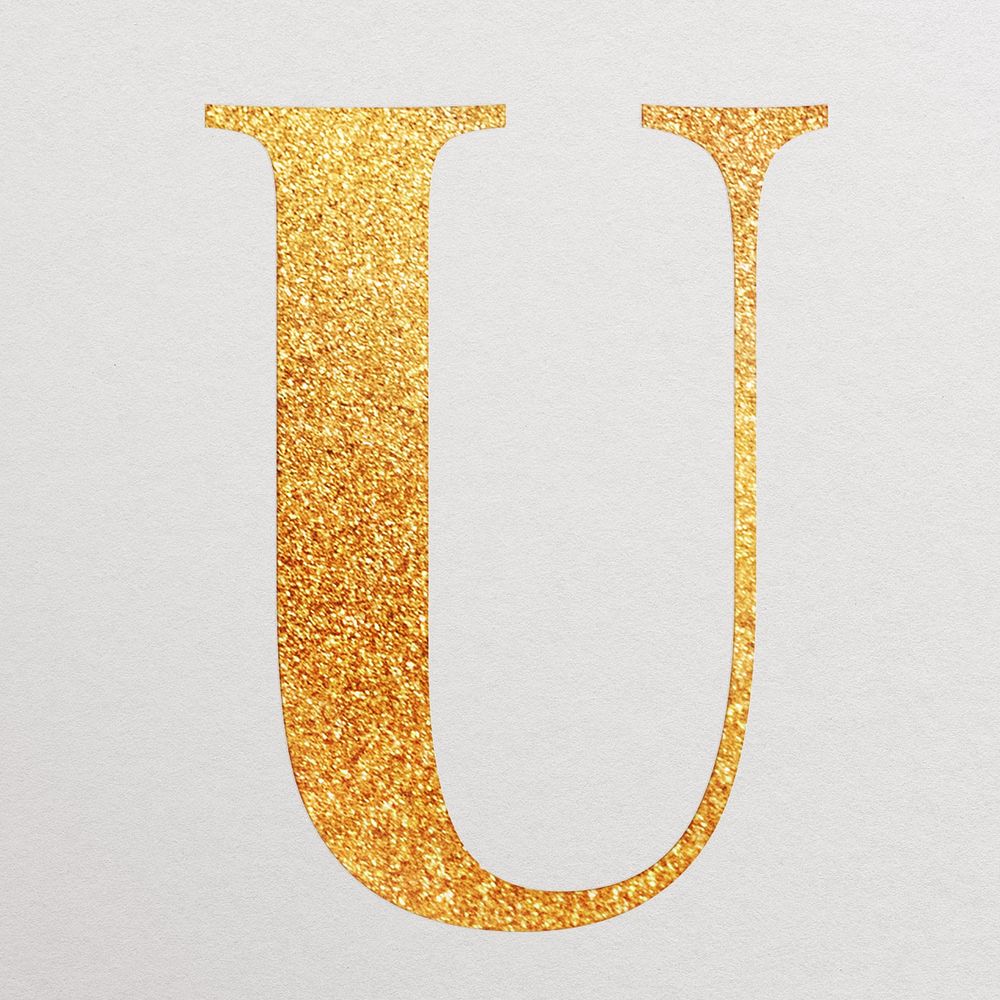 Letter u gold foil alphabet illustration