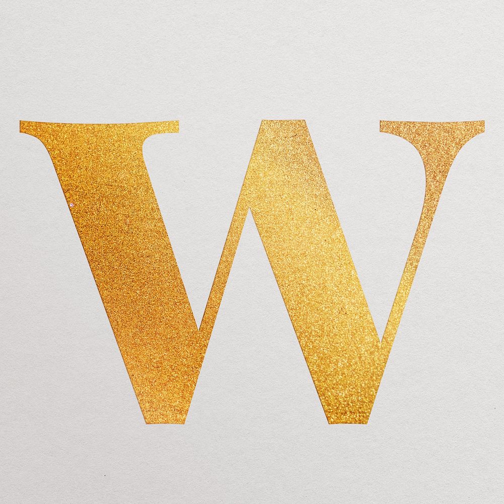Letter w gold foil alphabet illustration