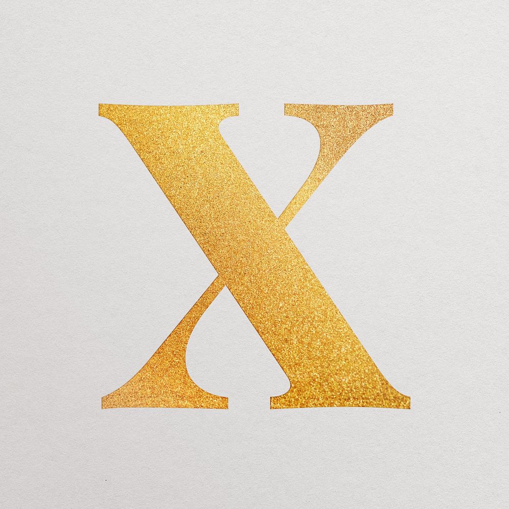 Letter  x gold foil alphabet illustration